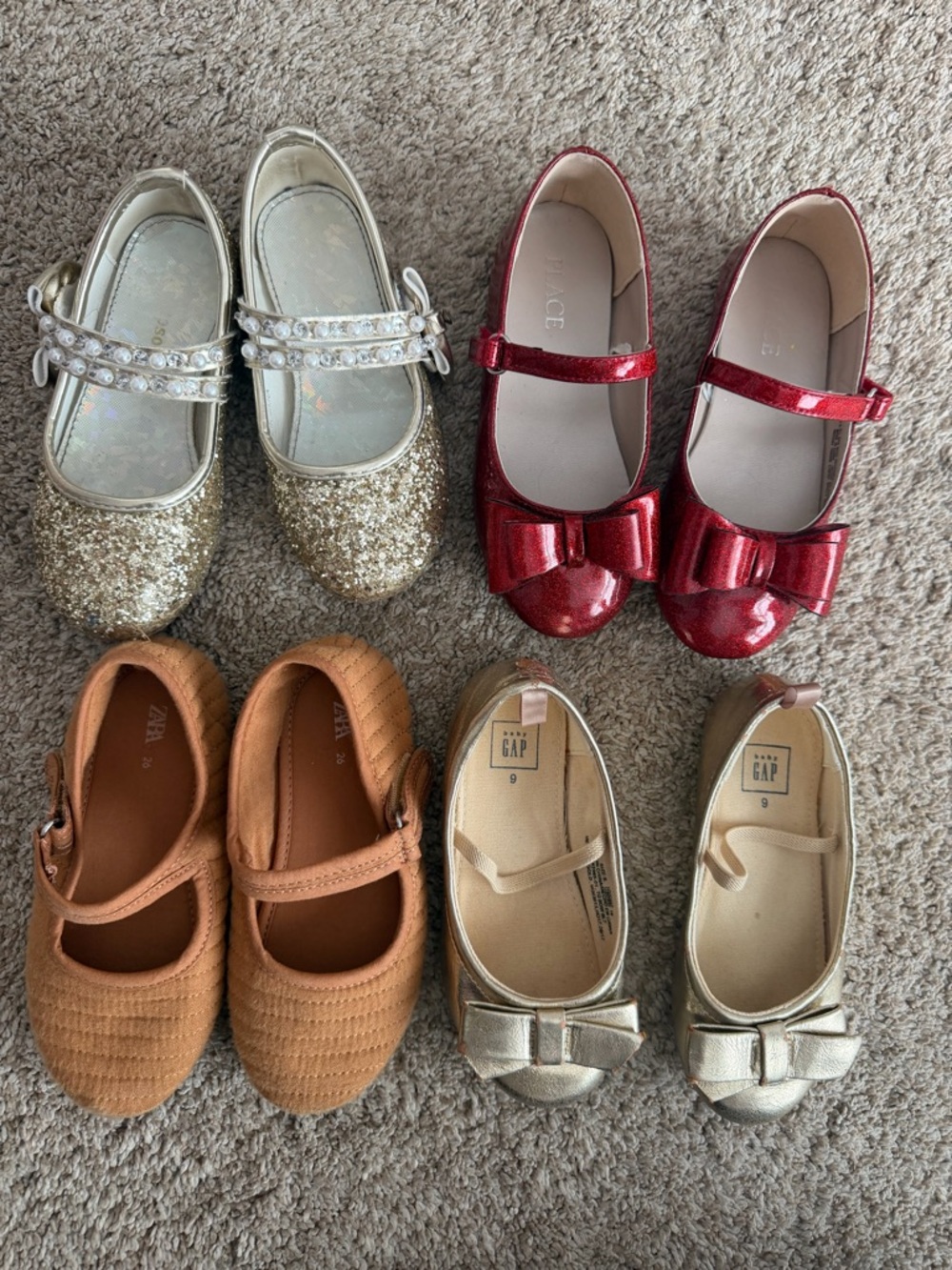 Zara Girls Tan Mary Jane Flats with Strap